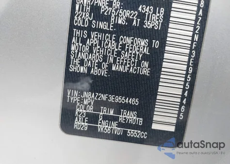 2014 Infiniti Qx80 z USA, uszkodzony, nr VIN JN8AZ2NF3E9554465